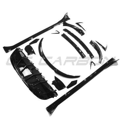 Tesla Model Y Gloss Piano Black Body Kit / Aero Kit – Blackout Styling Pack (2020+) with Front Lip Splitter, Side Skirts, Rear Diffuser & Spoiler – BLAK by CT Carbon