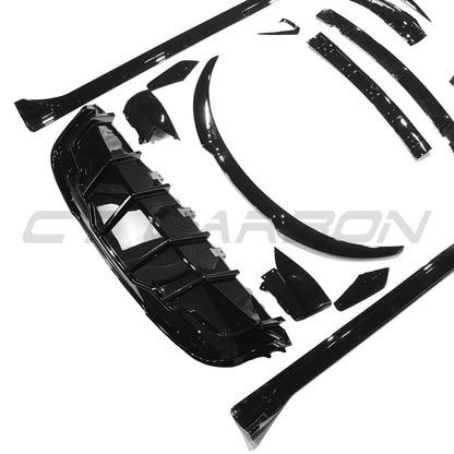 Tesla Model Y Gloss Piano Black Body Kit / Aero Kit – Blackout Styling Pack (2020+) with Front Lip Splitter, Side Skirts, Rear Diffuser & Spoiler – BLAK by CT Carbon