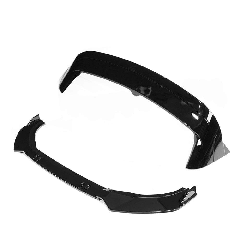 VW Volkswagen Golf 8 Mk8 GTI GTD Gloss Piano Black Pack Styling – Front Splitter Lip Spoiler + Rear Roof Spoiler Wing Body/Aero Kit 2020-2025 OEM+ ABS – BLAK by CT CARBON