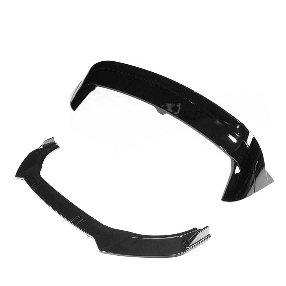 Volkswagen VW Golf 8R Mk8 Gloss Black Styling Pack – Front Lip Splitter + Roof Spoiler | Piano Black Body Kit Aero Upgrade 2020-2025 | Golf R Mk8 Front Lip & Rear Roof Spoiler – BLAK by CT Carbon