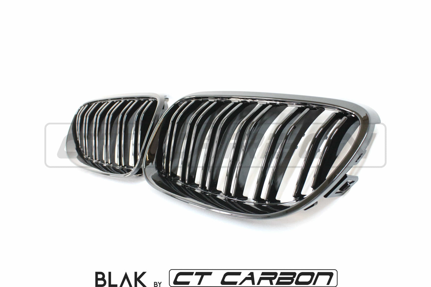 BMW 3 Series E92/E93 LCI Facelift Black Double Slat Kidney Grilles – Front Grill Set, Shadowline Blackout Twin‑Bar ABS Replacement for Coupe & Convertible (Non‑M3) | BLAK by CT Carbon