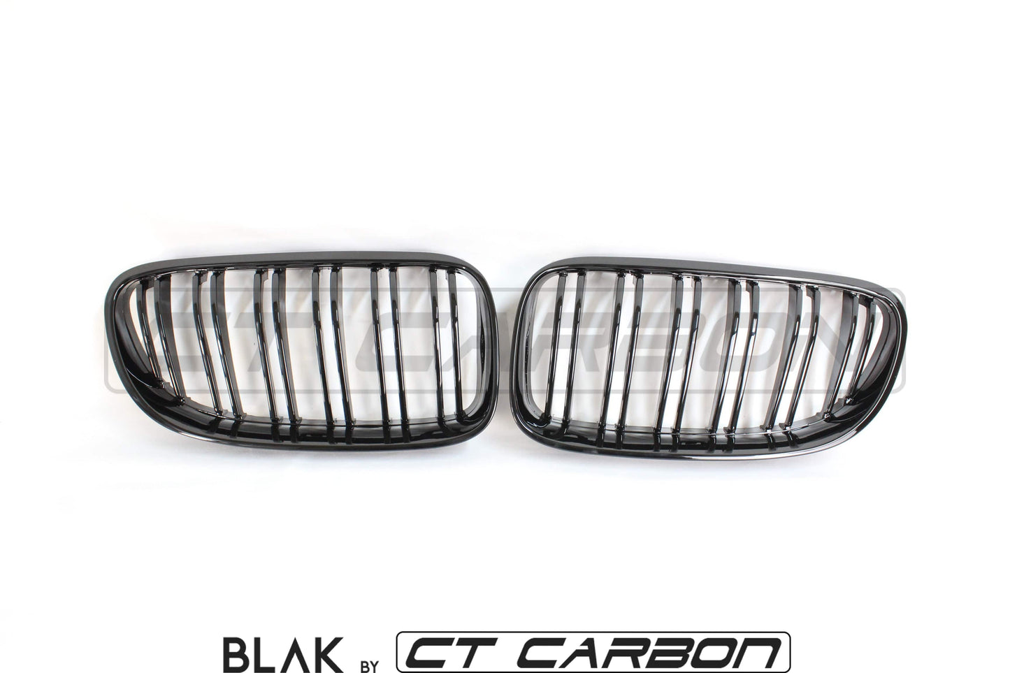 BMW 3 Series E92/E93 LCI Facelift Black Double Slat Kidney Grilles – Front Grill Set, Shadowline Blackout Twin‑Bar ABS Replacement for Coupe & Convertible (Non‑M3) | BLAK by CT Carbon