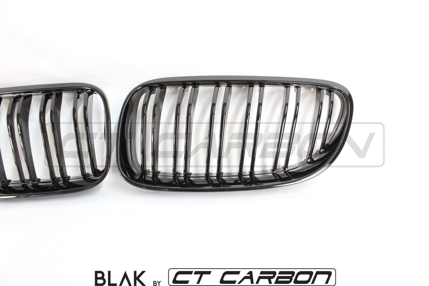 BMW 3 Series E92 & E93 LCI 2010-2013 Coupe/Convertible Twin/Double Slat Black Kidney Grilles – Front Radiator Grill Upgrade, ABS Replacement, Shadowline De-Chrome – BLAK by CT Carbon (Not for M3)
