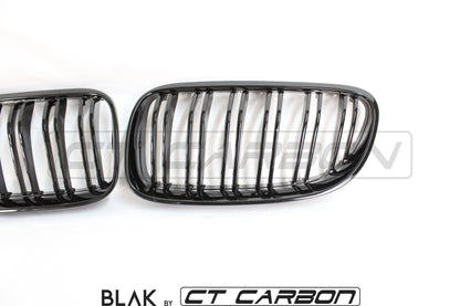 BMW 3 Series E92 E93 LCI Black Kidney Grilles – Twin/Double Slat (Double Bar) Front Grille/Grill Replacement, Shadowline Style, Coupe & Convertible Non‑M3 – BLAK by CT Carbon