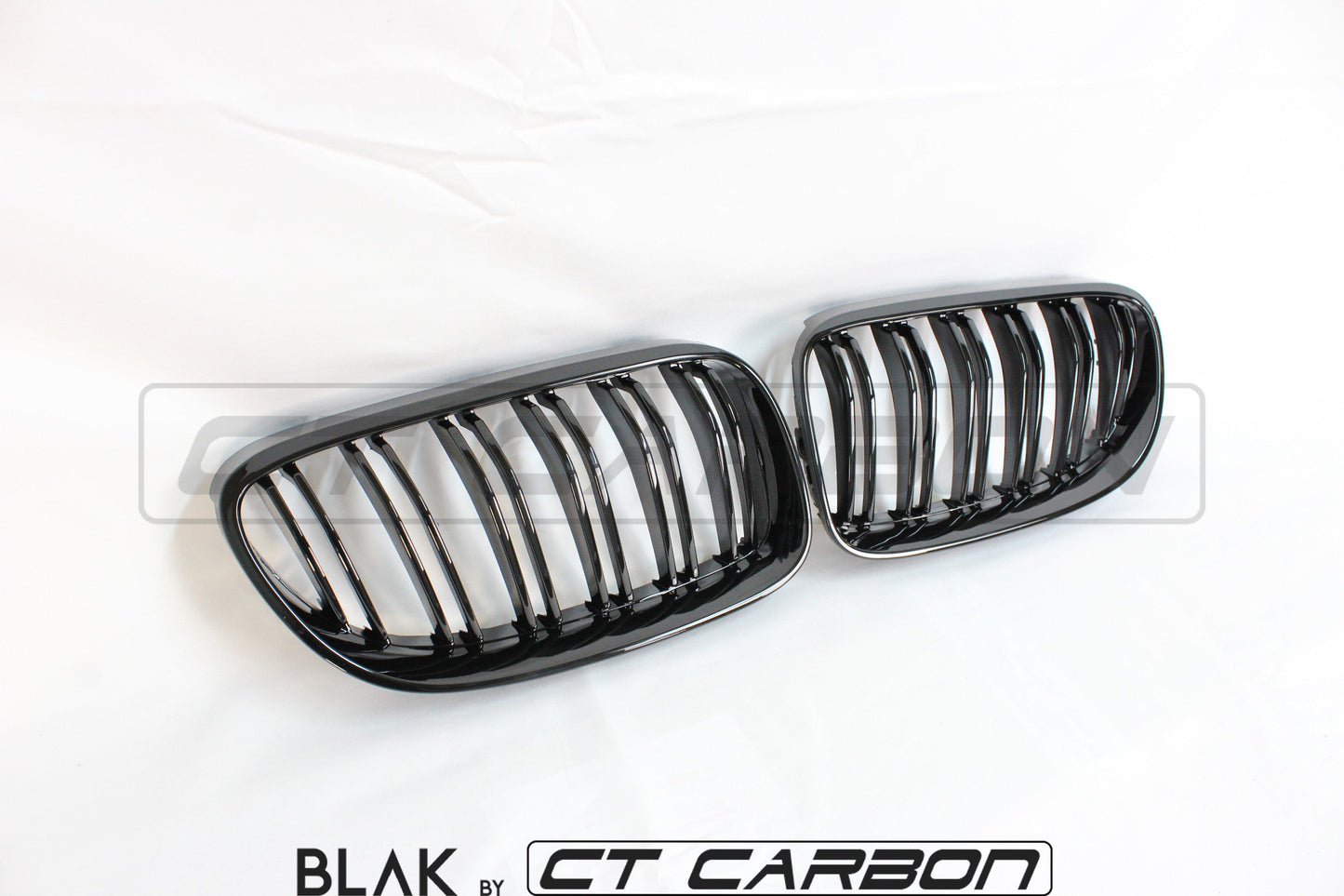 BMW 3 Series E92 E93 LCI Black Kidney Grilles – Twin/Double Slat (Double Bar) Front Grille/Grill Replacement, Shadowline Style, Coupe & Convertible Non‑M3 – BLAK by CT Carbon