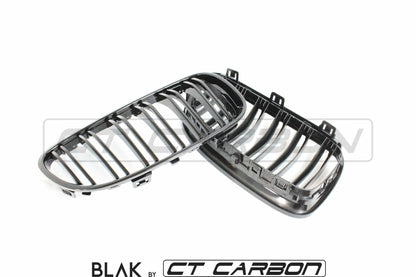 BMW 3 Series E92 E93 LCI Black Kidney Grilles – Twin/Double Slat (Double Bar) Front Grille/Grill Replacement, Shadowline Style, Coupe & Convertible Non‑M3 – BLAK by CT Carbon