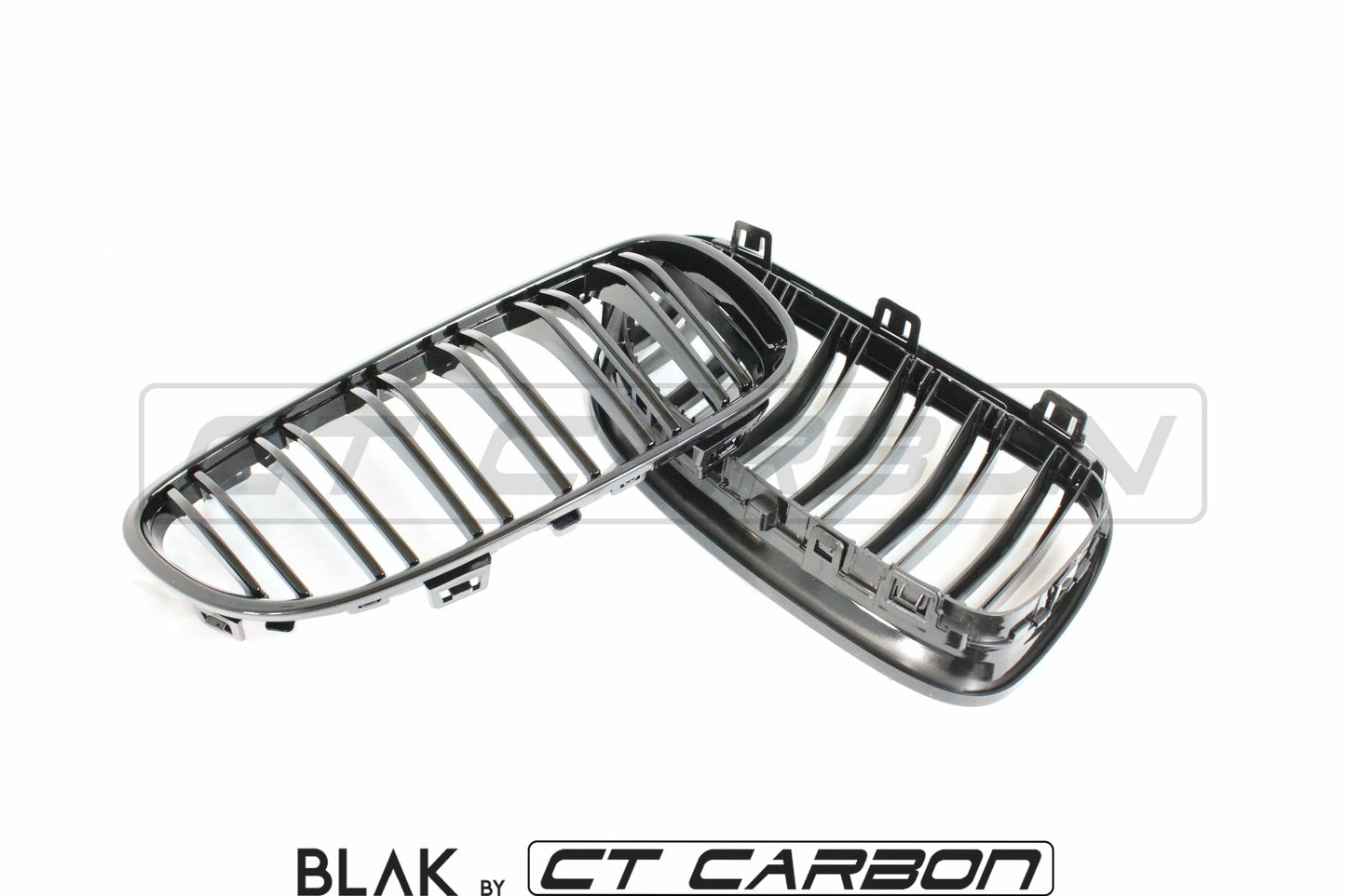 BMW 3 Series E92 & E93 LCI 2010-2013 Coupe/Convertible Twin/Double Slat Black Kidney Grilles – Front Radiator Grill Upgrade, ABS Replacement, Shadowline De-Chrome – BLAK by CT Carbon (Not for M3)