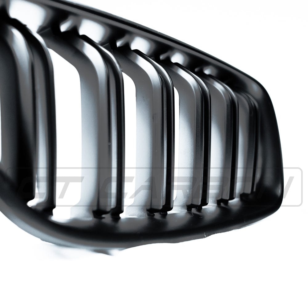 BMW 3 Series F30/F31 2012-2018 Black Kidney Grilles – M-Style Double/Twin Slat Shadowline Front Grill Upgrade Replacement | Satin/Matte CT Carbon CT BLAK | Saloon & Touring | M Performance Style Kidney Grill Set