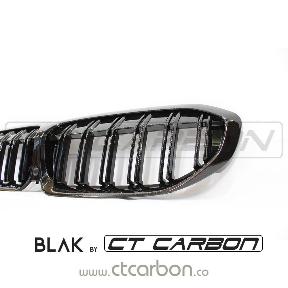 BMW 3 Series G20/G21 Kidney Grille Black Front Grill Shadowline Dechrome Radiator Grille Replacement OEM Style 2018-2022 Saloon Touring | BLAK by CT Carbon