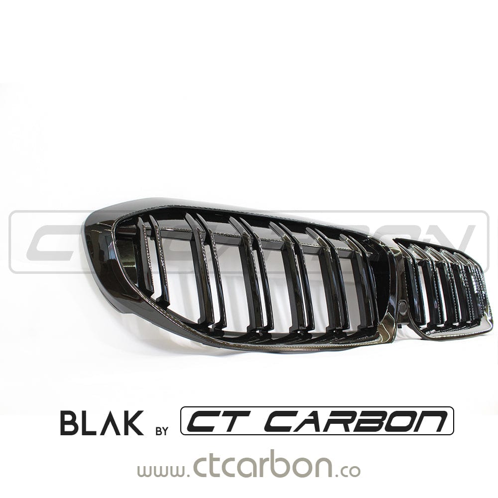 BMW 3 Series G20/G21 Kidney Grille Black Front Grill Shadowline Dechrome Radiator Grille Replacement OEM Style 2018-2022 Saloon Touring | BLAK by CT Carbon