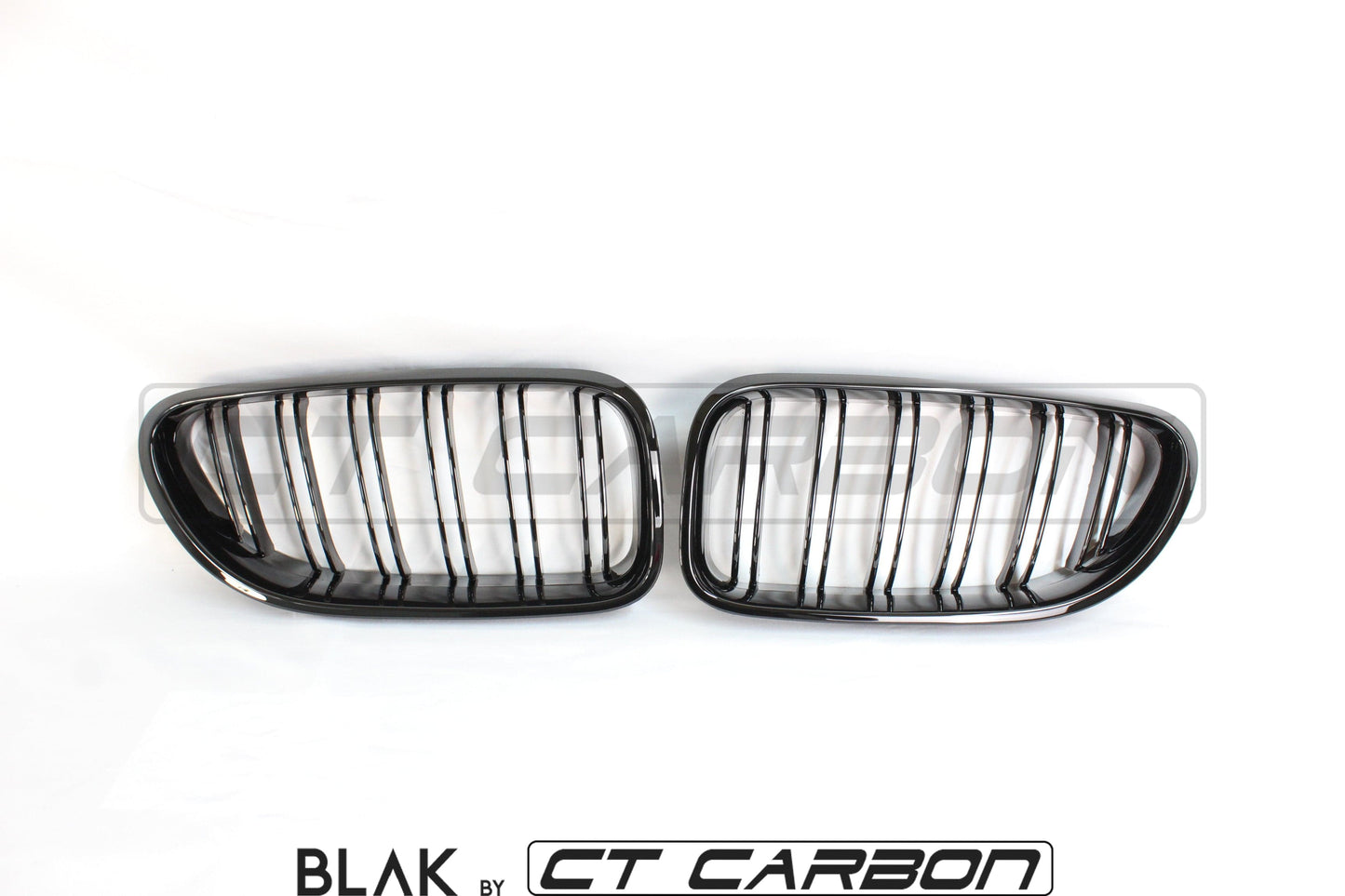 BMW 6 Series F06 F12 F13 Gloss Black Twin/Double Slat Kidney Grilles | Shadowline De-Chrome Front Grill Upgrade | Fits Gran Coupe, Convertible, Coupe 2011-2018 | BLA
