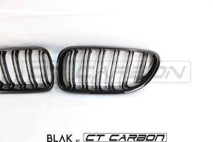 BMW 6 Series F06 F12 F13 Gloss Black Twin/Double Slat Kidney Grilles | Shadowline De-Chrome Front Grill Upgrade | Fits Gran Coupe, Convertible, Coupe 2011-2018 | BLA