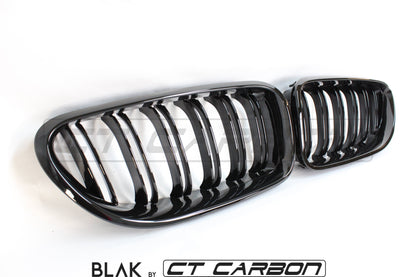 BMW 6 Series F06 F12 F13 Gloss Black Twin/Double Slat Kidney Grilles | Shadowline De-Chrome Front Grill Upgrade | Fits Gran Coupe, Convertible, Coupe 2011-2018 | BLA