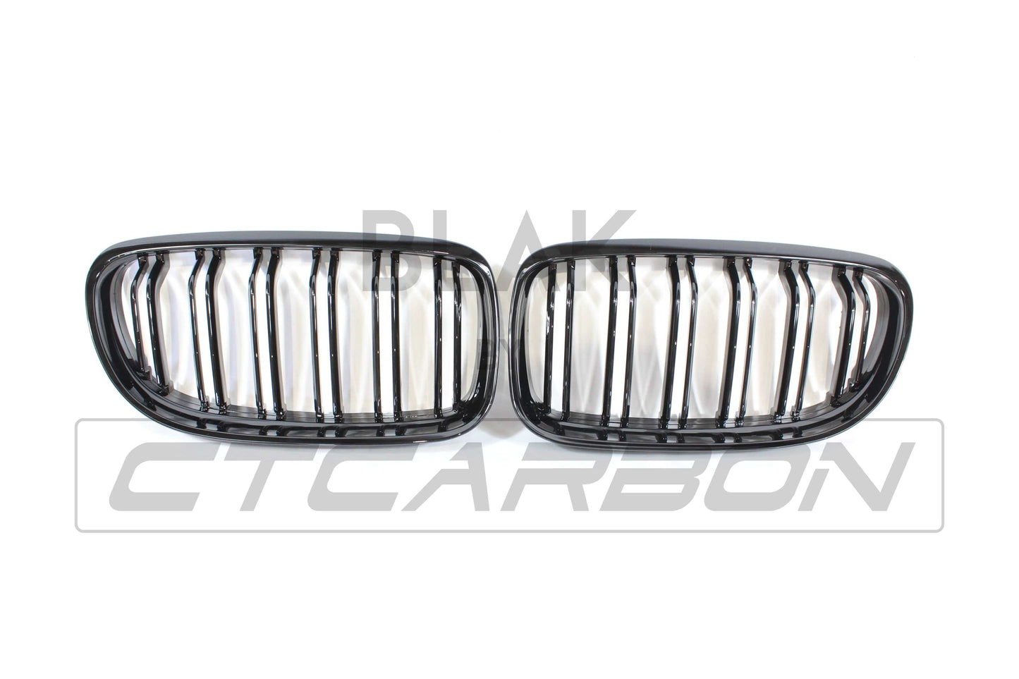 BMW 3 Series E90/E91 LCI Facelift 2008–2011 M Style Twin/Double Slat Black Front Kidney Grille/Grill Set (Shadowline Dechrome) – Radiator Grilles Pair for Saloon/Sedan & Touring/Estate – BLAK by CT Carbon