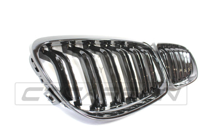 BMW 3 Series E90 E91 LCI 2008-2011 Twin/Double Slat Black Kidney Grille Set Front Radiator Grill Upgrade, Dual Bar Replacement for Saloon/Touring – BLAK by CT Carbon