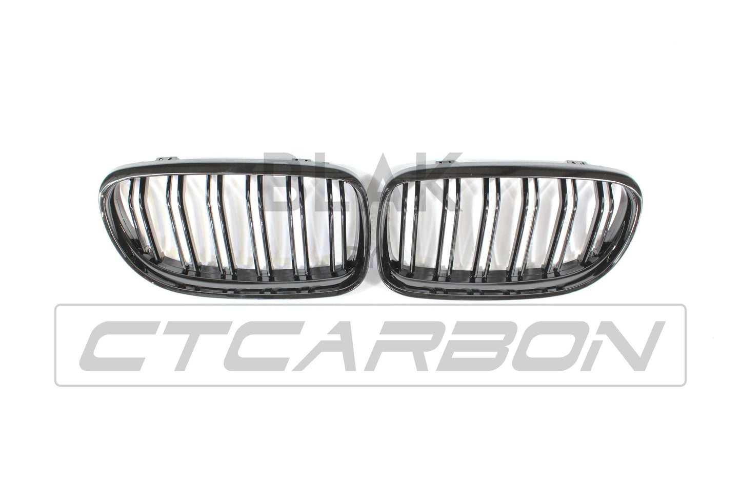 BMW 3 Series E90/E91 LCI Facelift 2008–2011 M Style Twin/Double Slat Black Front Kidney Grille/Grill Set (Shadowline Dechrome) – Radiator Grilles Pair for Saloon/Sedan & Touring/Estate – BLAK by CT Carbon