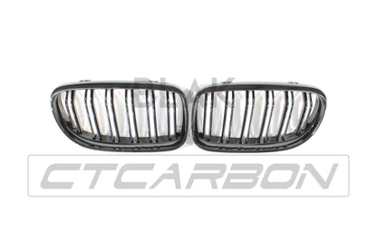 BMW 3 Series E90/E91 LCI Facelift 2008–2011 M Style Twin/Double Slat Black Front Kidney Grille/Grill Set (Shadowline Dechrome) – Radiator Grilles Pair for Saloon/Sedan & Touring/Estate – BLAK by CT Carbon
