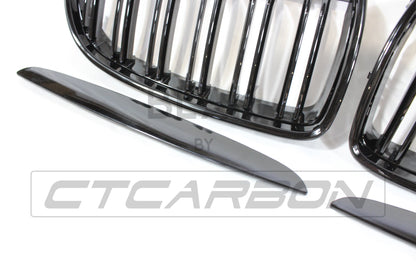 BMW E90 3 SERIES PRE-LCI DOUBLE SLAT BLACK GRILLES - BLAK BY CT CARBON