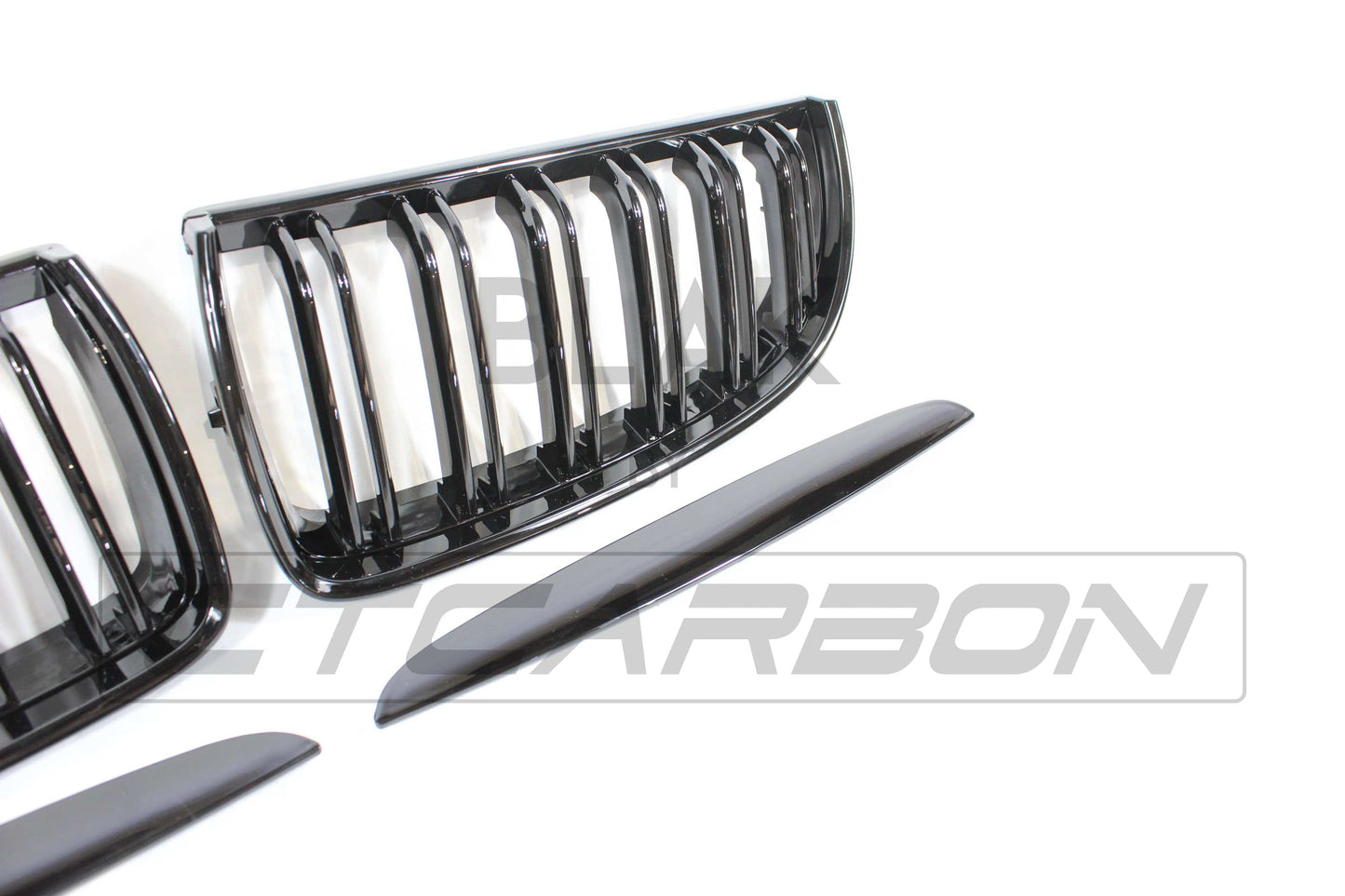 BMW E90/E91 3 Series Pre-LCI (Pre-Facelift) 2005-2008 Twin/Double Slat Black Kidney Grilles Set – M Sport Style Shadowline Blackout Front Radiator Grill Upgrade (Saloon & Touring) – BLAK by CT Carbon