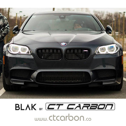 BMW F10 M5 & 5 Series Front Kidney Grilles – Gloss Piano Black Double/Twin Slat Blackout Shadowline De-Chrome Upgrade | Pair Replacement ABS Front Grills | 2009–2017 F10, 2011–2016 M5 | BLAK by CT Carbon