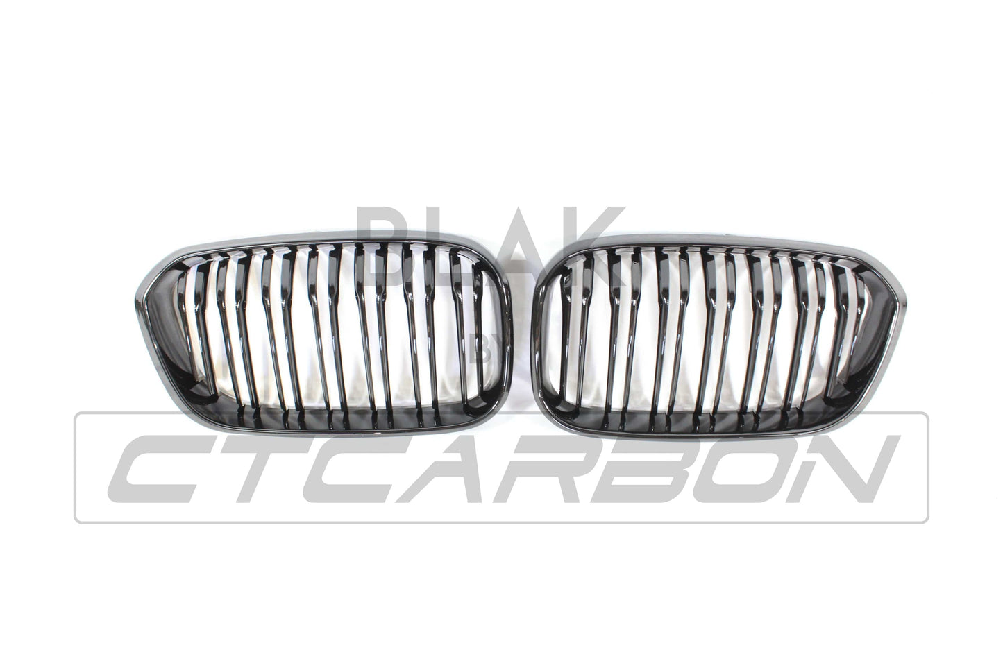 BMW 1 Series F20 LCI Facelift (2015–2020) Twin/Double Slat Kidney Grille Set – Gloss Piano Black M Performance Style Shadowline Front Grill/Grille ABS Replacement Blackout Radiator Grilles M140i