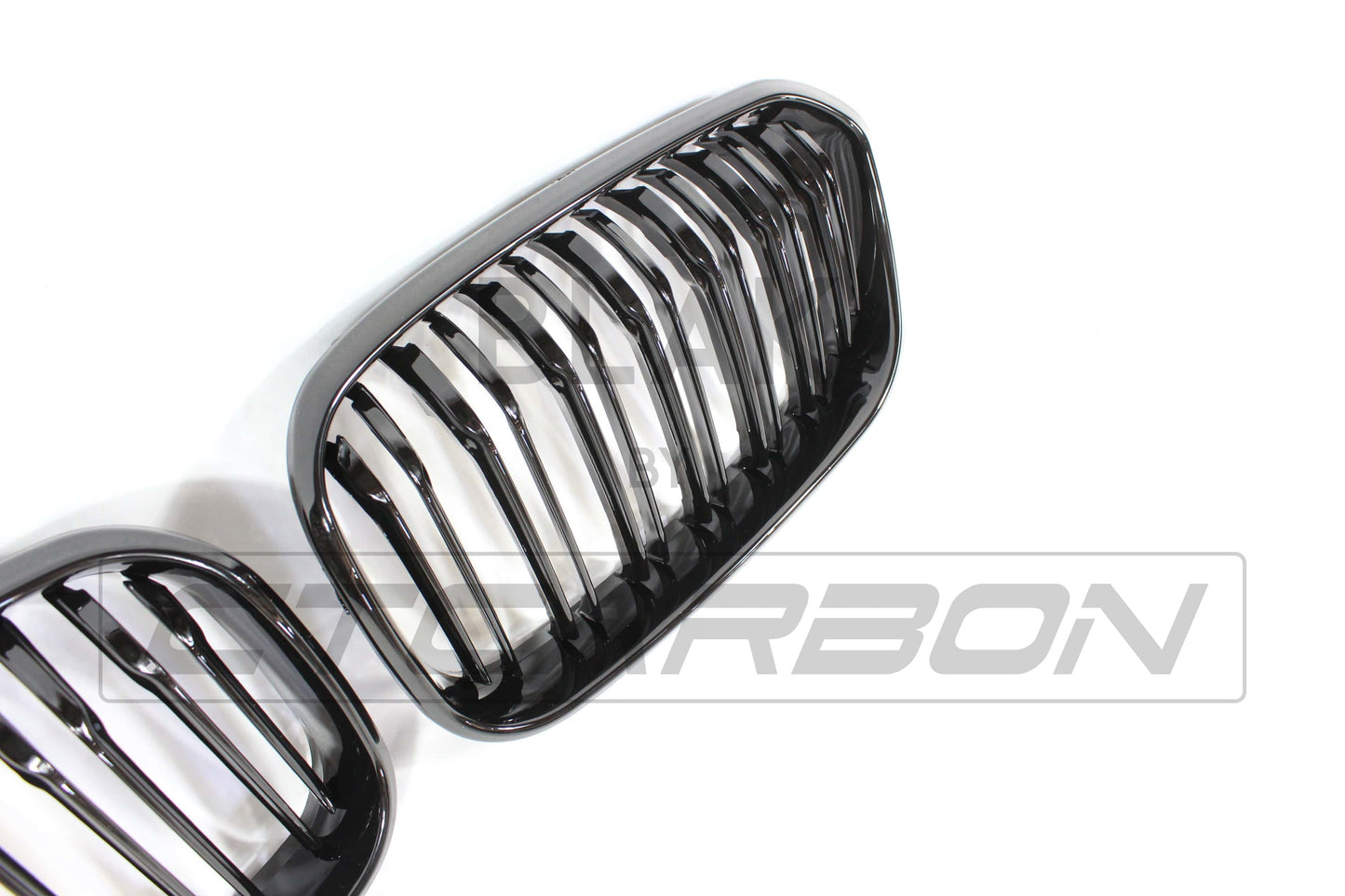 BMW 1 Series F20 LCI Facelift (2015–2020) Twin/Double Slat Kidney Grille Set – Gloss Piano Black M Performance Style Shadowline Front Grill/Grille ABS Replacement Blackout Radiator Grilles M140i