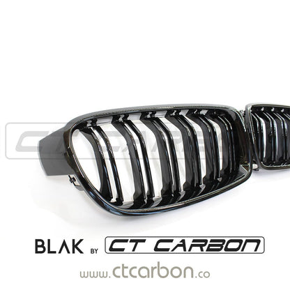 BMW F30/F31 3 SERIES BLACK DOUBLE SLAT GRILLES - BLAK BY CT CARBON