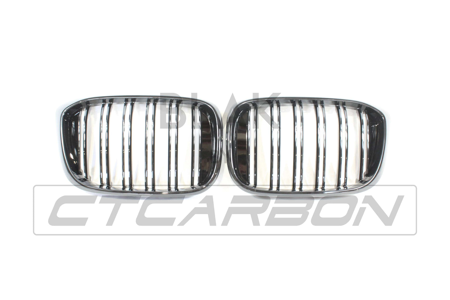 BMW X3 G01 2017-2021 Black Kidney Grilles – Twin/Double Slat M Style Front Grill Set (Pair) | Blackout Dechrome Radiator Grille Replacement | Pre-LCI | BLAK by CT Carbon