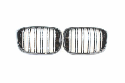 BMW X3 G01 2017-2021 Black Kidney Grilles – Twin/Double Slat M Style Front Grill Set (Pair) | Blackout Dechrome Radiator Grille Replacement | Pre-LCI | BLAK by CT Carbon