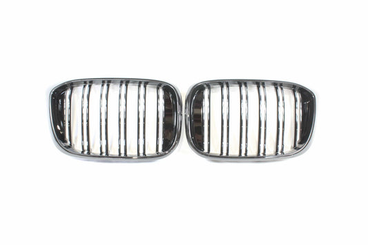 BMW X3 G01 2017-2021 Black Kidney Grilles – Twin/Double Slat M Style Front Grill Set (Pair) | Blackout Dechrome Radiator Grille Replacement | Pre-LCI | BLAK by CT Carbon