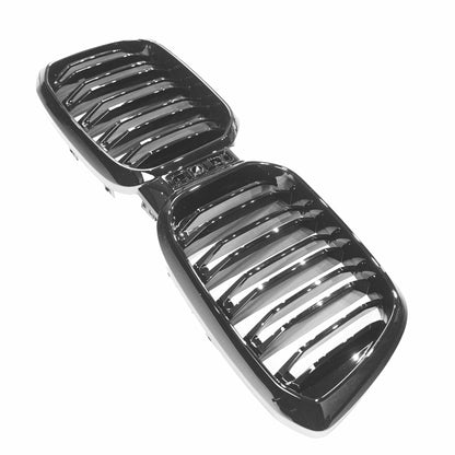 BMW X3 G01 LCI Facelift 2021+ / X4 G02 LCI Facelift 2021+ Twin-Slat Black Kidney Grilles - Blackout Shadowline Dechrome Front Grill Set | Dual Slat Radiator Air Intake Surround | Replacement Upgrade | BLAK by CT Carbon