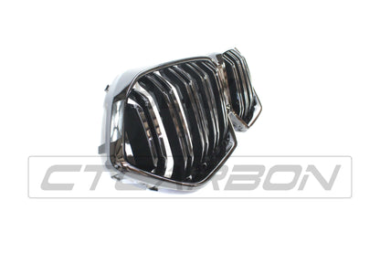 BMW X6 G06 2020-2025 Kidney Grilles Black Double Slat | M Sport/M Style Twin-Bar Front Grill Set | Shadowline De-Chrome Blackout ABS Replacement - BLAK by CT Carbon
