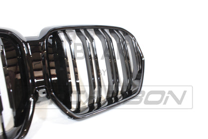 BMW X6 G06 2020-2025 Kidney Grilles Black Double Slat | M Sport/M Style Twin-Bar Front Grill Set | Shadowline De-Chrome Blackout ABS Replacement - BLAK by CT Carbon