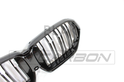 BMW X6 G06 2020-2025 Kidney Grilles Black Double Slat | M Sport/M Style Twin-Bar Front Grill Set | Shadowline De-Chrome Blackout ABS Replacement - BLAK by CT Carbon