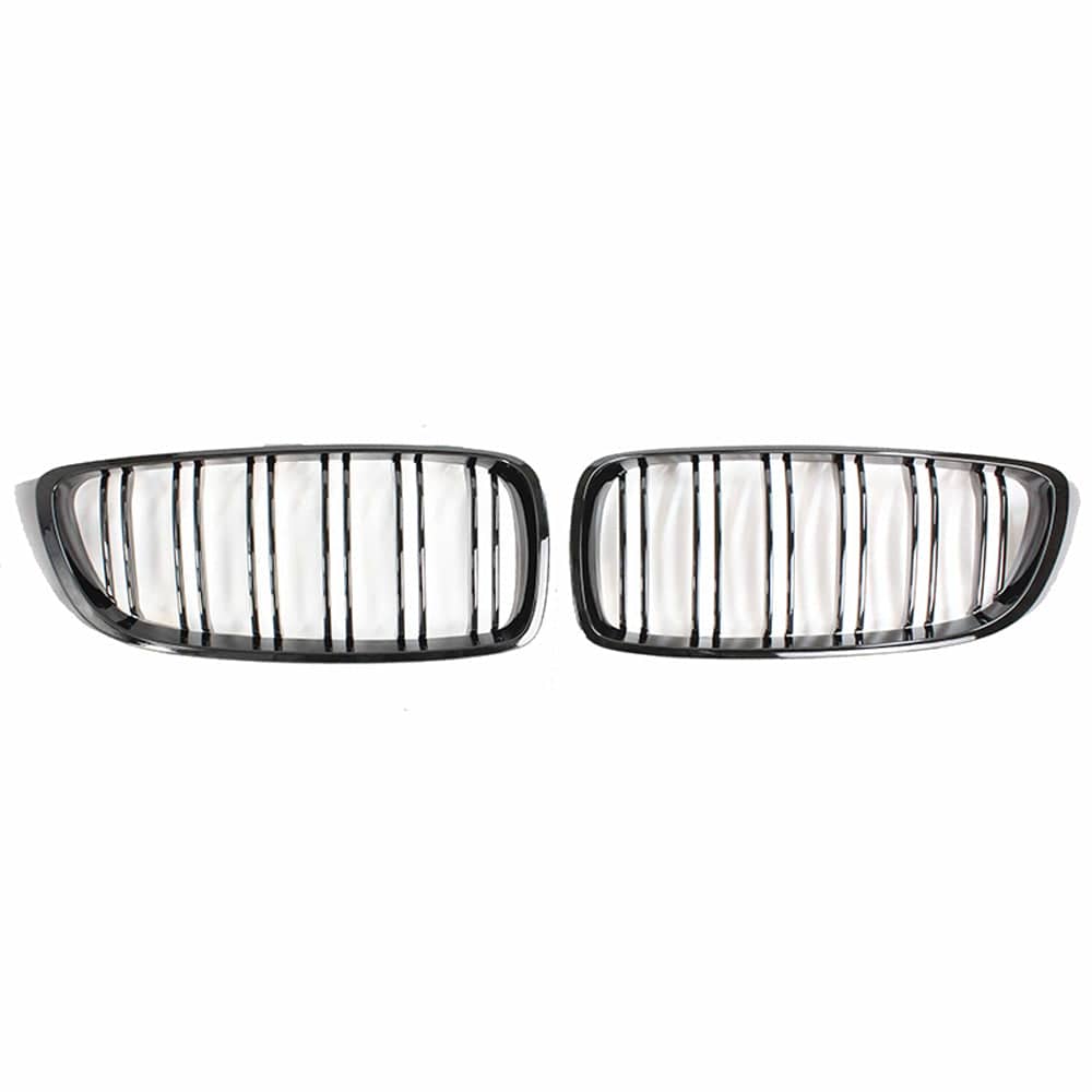 BMW M3 F80 2014-2020 Twin/Double Slat Black Kidney Grilles Front Grill Set (Pair) | ABS OEM-Style Direct Replacement | Shadowline/Stealth Look | Sedan/Saloon | BLAK by CT Carbon