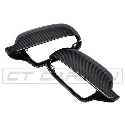Audi A4/S4/A5/S5 B8.5 Facelift 2012-2016 Carbon Fibre/Carbon Fiber Wing/Side Mirror Caps Covers Housings Shells - Gloss OEM+ Replacement Pair
