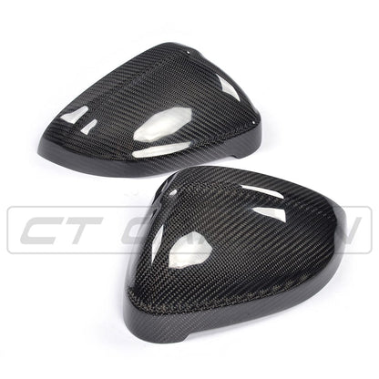 Audi A4/S4/A5/S5 B9/B9.5 2016+ Carbon Fibre Mirror Caps - Wing Mirror Covers, Door Mirror Shells & Housings | Genuine Carbon, OEM Style Replacement Pair by CT Carbon
