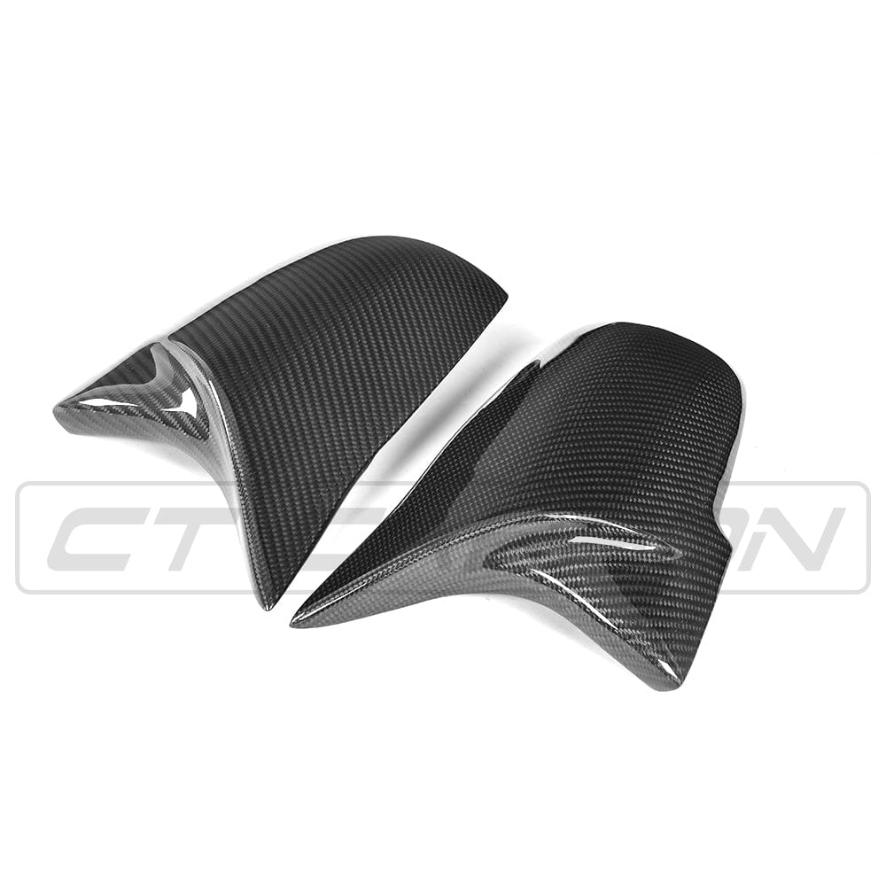 CT Carbon BMW F40 1 Series & F44 2 Series Gran Coupe (2020+) Carbon Fibre/Fiber Wing/Side/Door Mirror Caps – M Performance Style Gloss Replacement Covers/Shells/Housings – Fits 118i 120d M135i 218i 220d M235i (Pair)