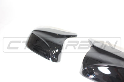 CT Carbon BMW X3/X4/X5/X6 G01/G02/G05/G06 Gloss Piano Black Wing Mirror Caps – Door/Wing Mirror Covers Replacement Shells/Housings | OEM-Style Shadowline/Blackline/M Style | Fits X3 2017+, X4 2018+, X5 2018+, X6 2019+