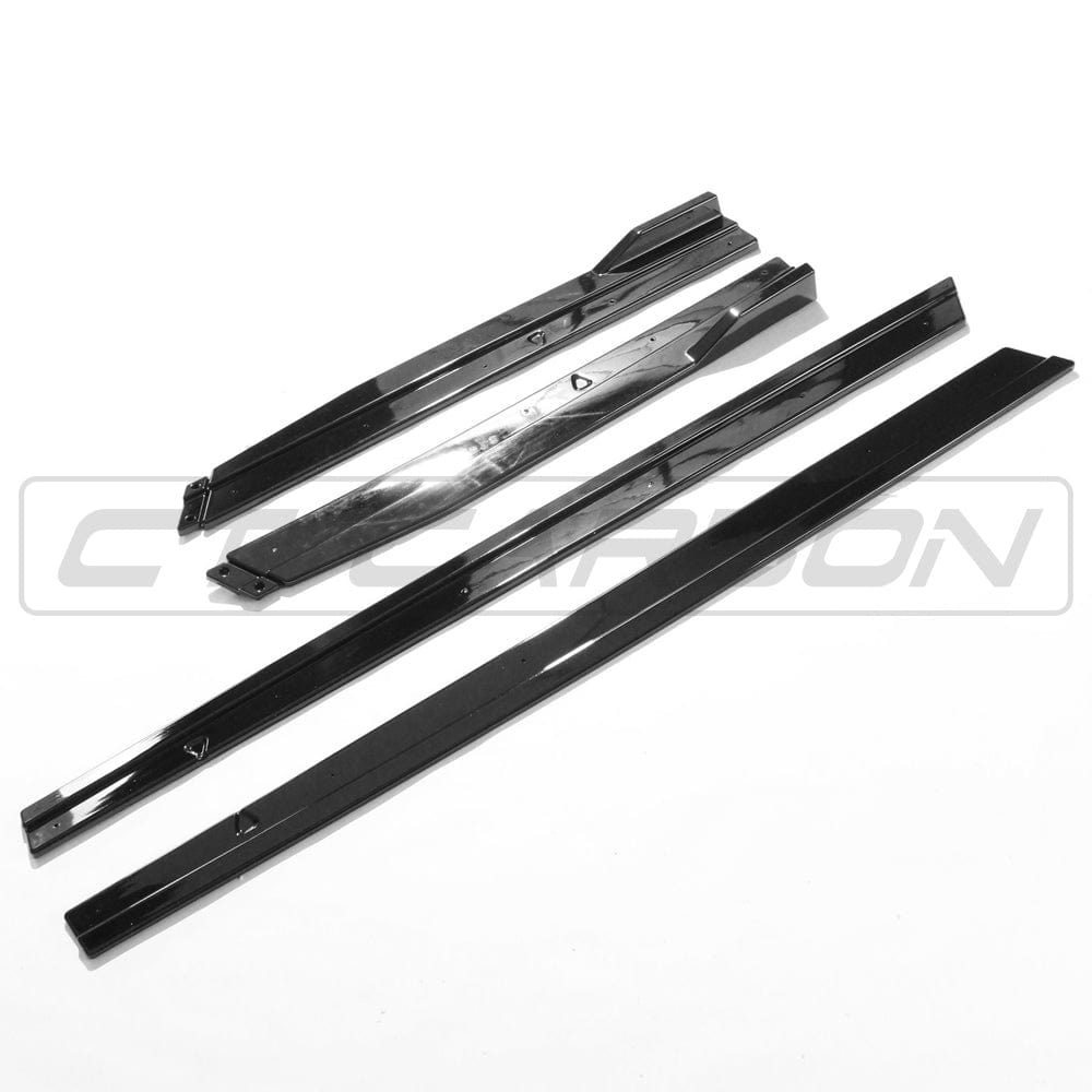 VW Volkswagen Golf MK7 MK7.5 2014-2020 GTI GTD R R-Line Gloss Black Side Skirts – Side Skirt Extensions / Side Splitters / Sill Extensions – ABS Piano Black Rocker Panel Covers OEM+ Body Kit Pair Side Blades