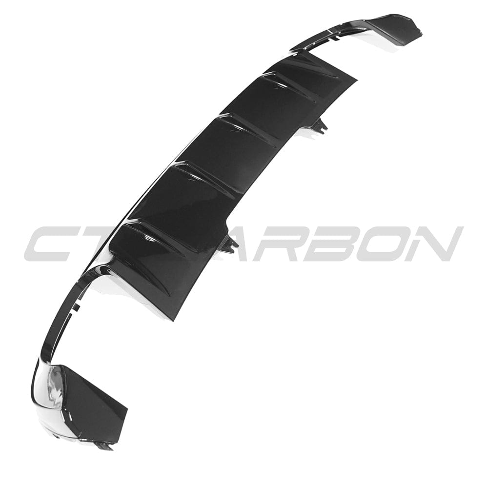Audi A4/S4 B9 2016-2019 Gloss Black Rear Diffuser - Rear Valance & Lower Bumper Insert - Piano Black OEM Style Rear Splitter/Lip - ABS Trim - Fits A4 B9 S-Line & S4 B9 - CT Carbon - Rear Apron/Bumper Trim - Rear Lower Spoiler
