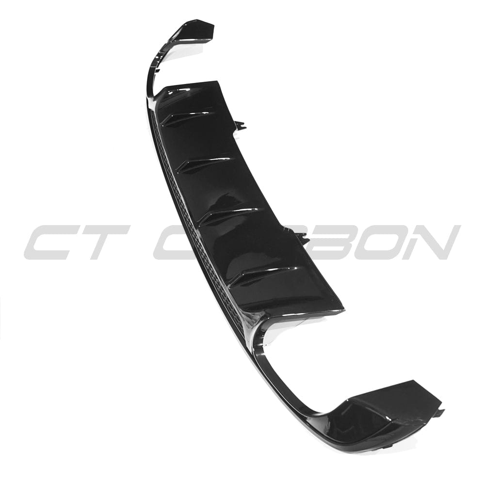 Audi A4/S4 B9 2016-2019 Gloss Black Rear Diffuser - Rear Valance & Lower Bumper Insert - Piano Black OEM Style Rear Splitter/Lip - ABS Trim - Fits A4 B9 S-Line & S4 B9 - CT Carbon - Rear Apron/Bumper Trim - Rear Lower Spoiler