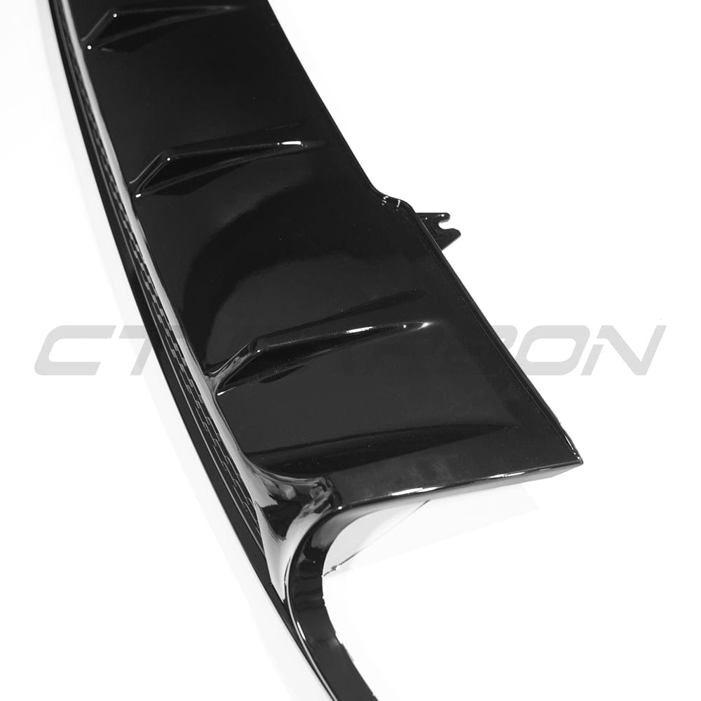 Audi A4/S4 B9 2016-2019 Gloss Black Rear Diffuser - Rear Valance & Lower Bumper Insert - Piano Black OEM Style Rear Splitter/Lip - ABS Trim - Fits A4 B9 S-Line & S4 B9 - CT Carbon - Rear Apron/Bumper Trim - Rear Lower Spoiler