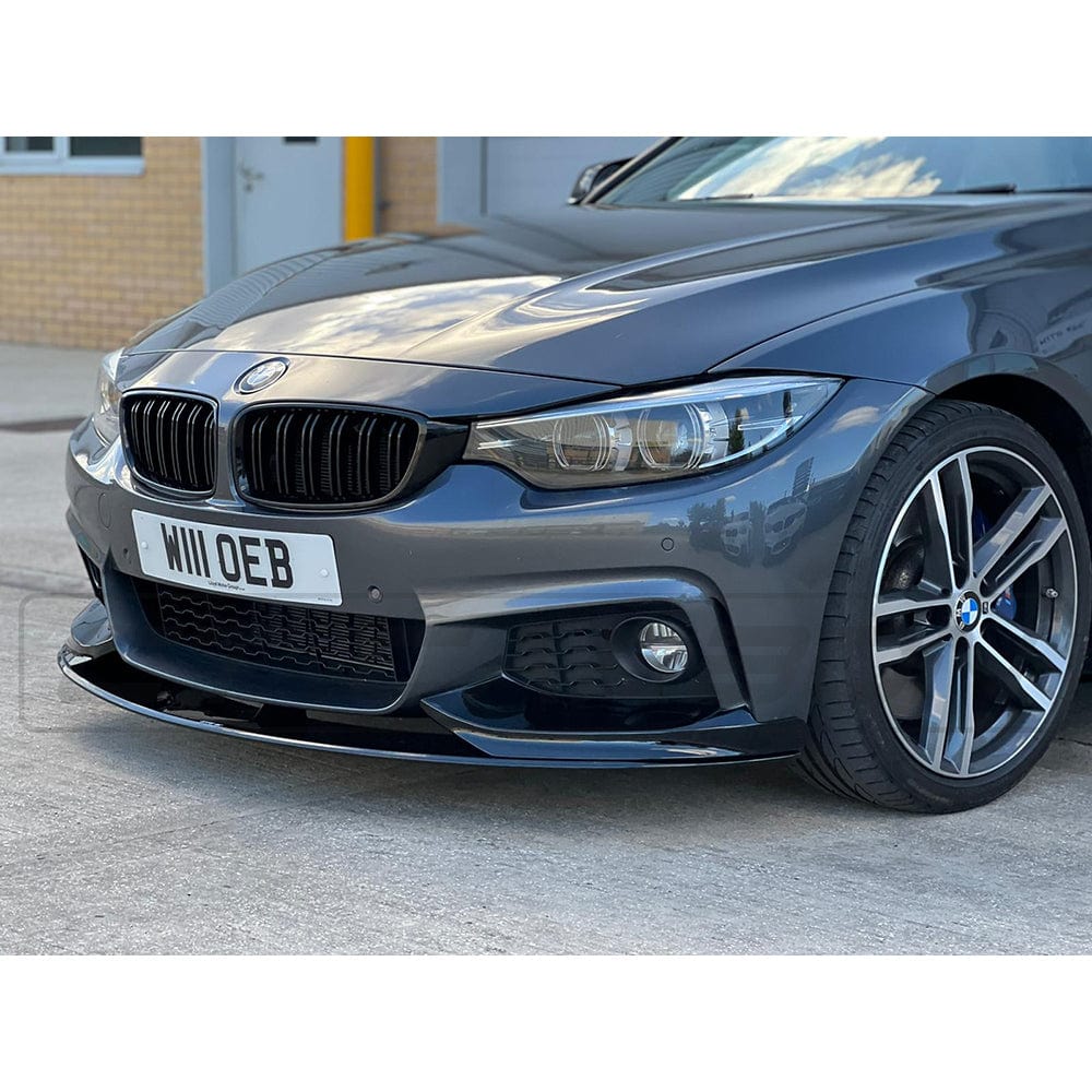 BMW 4 Series F32 F33 F36 (Coupe/Convertible/Gran Coupe) 2013-2020 Gloss Black Front Bumper Lip Splitter Spoiler – M Performance/MP Style 3-Piece Chin Spoiler Aero Lower Valance Lip – BLAK by CT Carbon