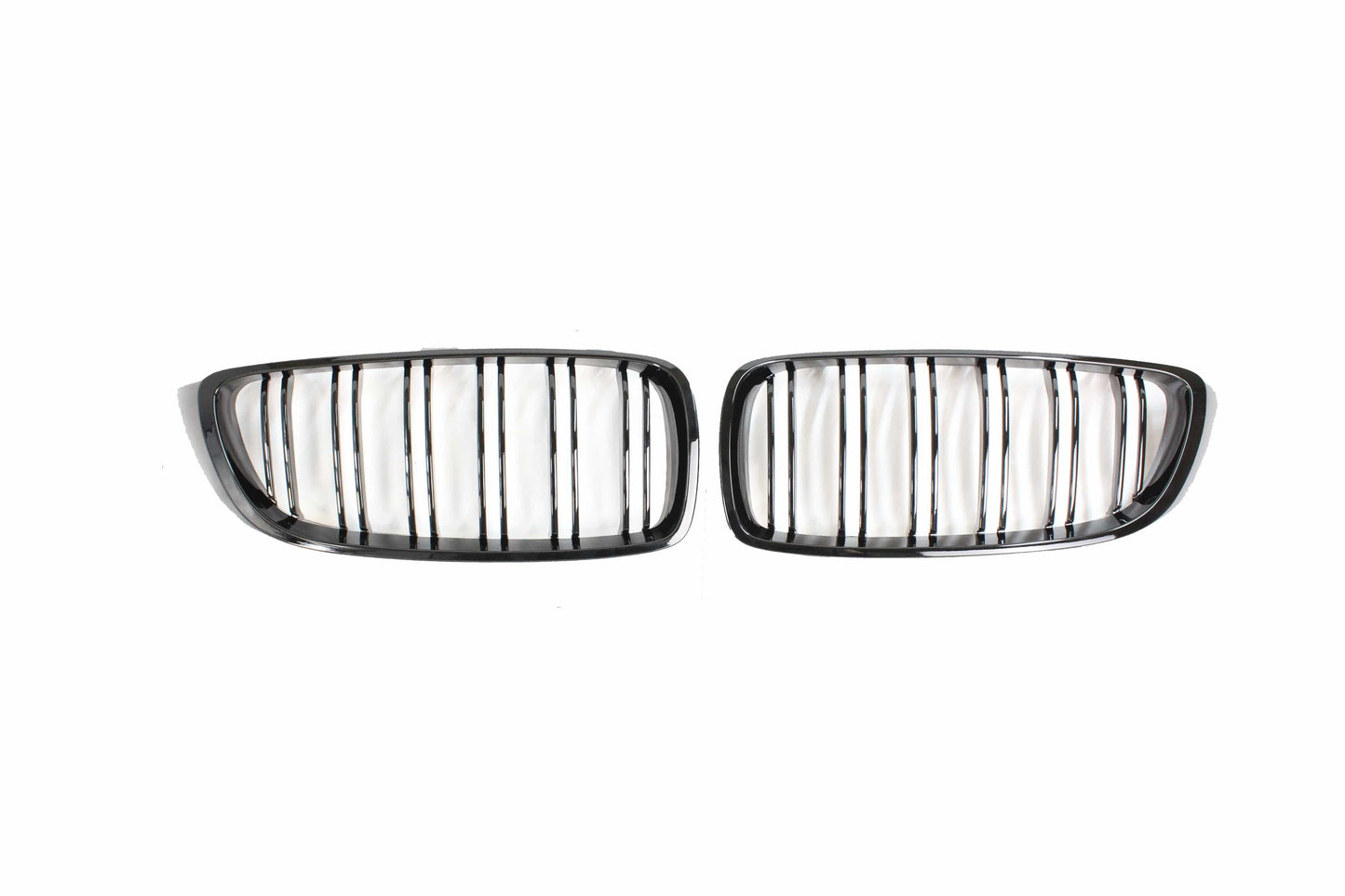 BMW M4 F82 F83 (2014-2020) & 4 Series F32 F33 F36 (2013-2020) Black Kidney Grilles, Twin/Double Slat Dual Bar Front Grille/Grill Set | Shadowline Blackout De-Chrome Replacement Pair – BLAK by CT Carbon