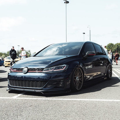 VW Volkswagen Golf Mk7 Mk7.5 2014-2020 GTI GTD R R-Line Gloss Black Front Bumper Lip Splitter / Chin Spoiler / Lower Valance – ABS OEM Style by CT Carbon