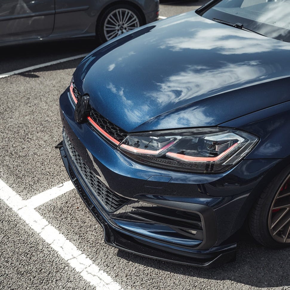 VW Volkswagen Golf Mk7 Mk7.5 2014-2020 GTI GTD R R-Line Gloss Black Front Bumper Lip Splitter / Chin Spoiler / Lower Valance – ABS OEM Style by CT Carbon