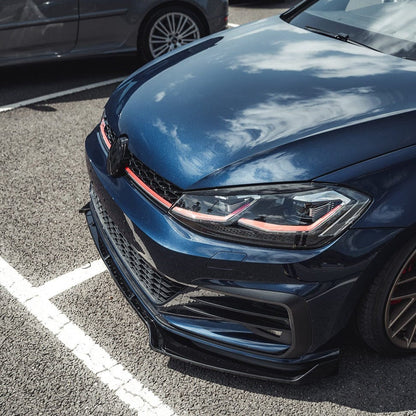 VW Volkswagen Golf Mk7 Mk7.5 2014-2020 GTI GTD R R-Line Gloss Black Front Bumper Lip Splitter / Chin Spoiler / Lower Valance – ABS OEM Style by CT Carbon