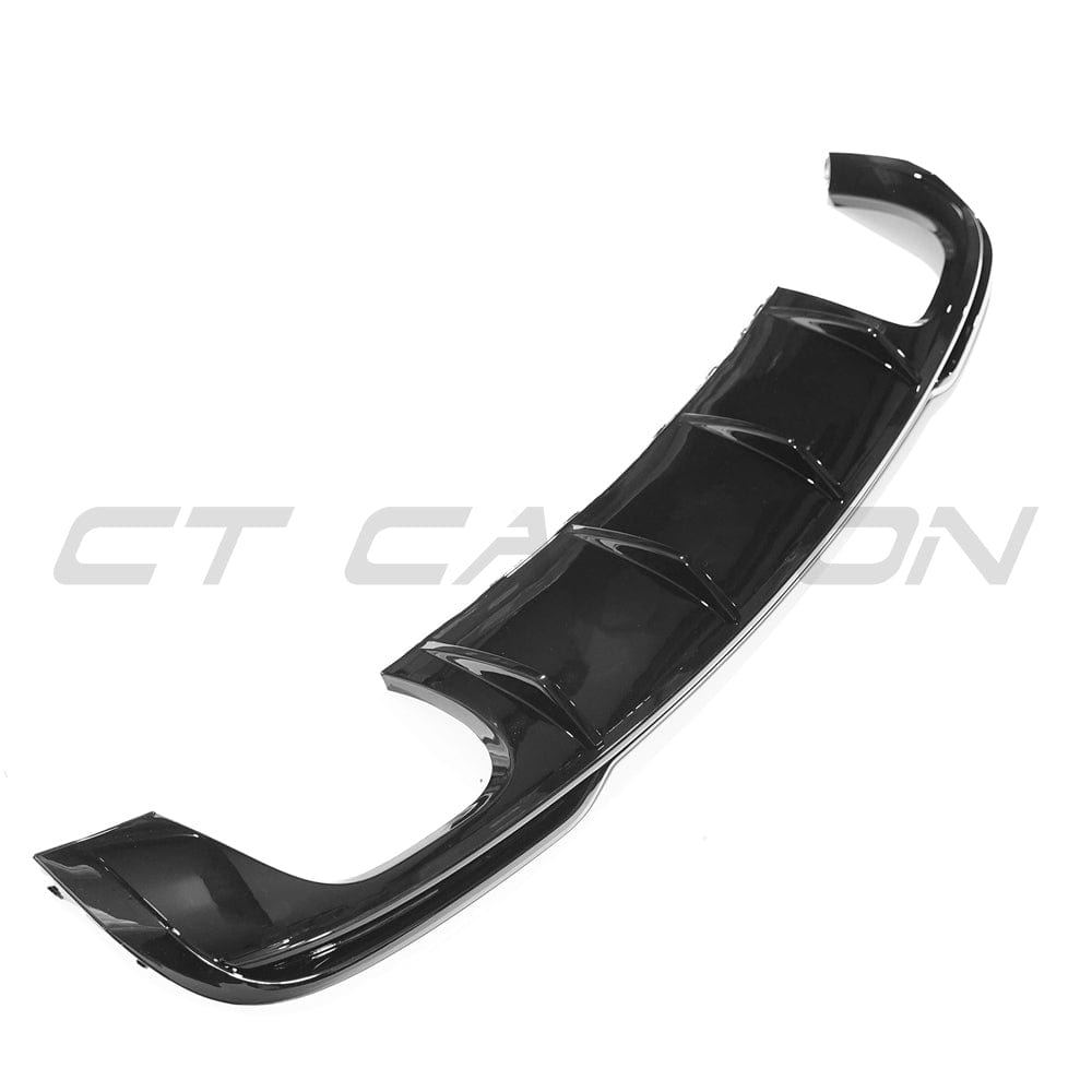 Audi A3 S Line / S3 8V Facelift Saloon Sedan 4 Door Rear Bumper Diffuser Valance Splitter Rear Apron - Gloss Piano Black ABS Lower Trim, Quad Exhaust Compatible 2016 2017 2018 2019 2020