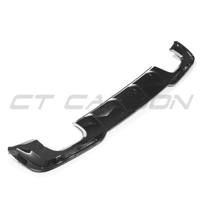 Audi A3 8V S-Line & S3 8V Sportback 5dr Facelift Rear Diffuser/Valance/Splitter - Gloss Piano Black Quad Exhaust Lower Bumper Insert Rear Skirt/Lip Trim (2016-2020)